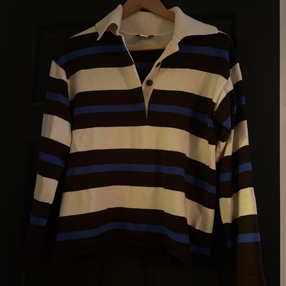 ALIGNE ESTER STRIPED POLO SWEATER XS - Picture 3 of 5
